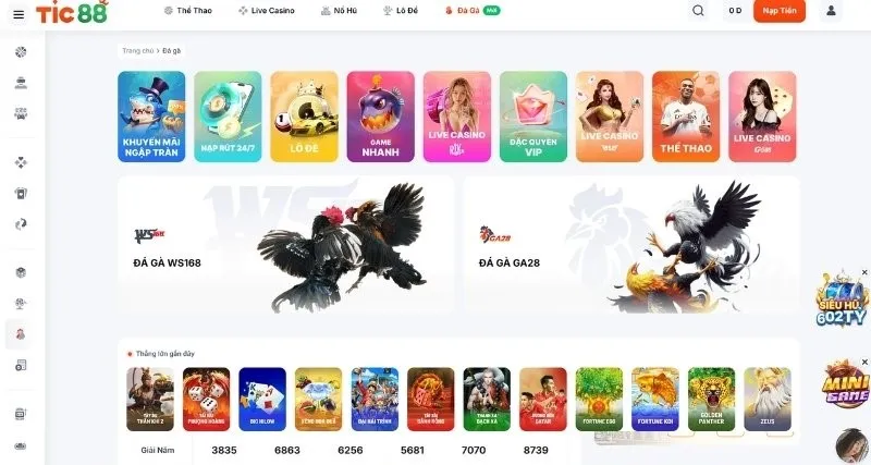 Sảnh Đá Gà tại Tic88